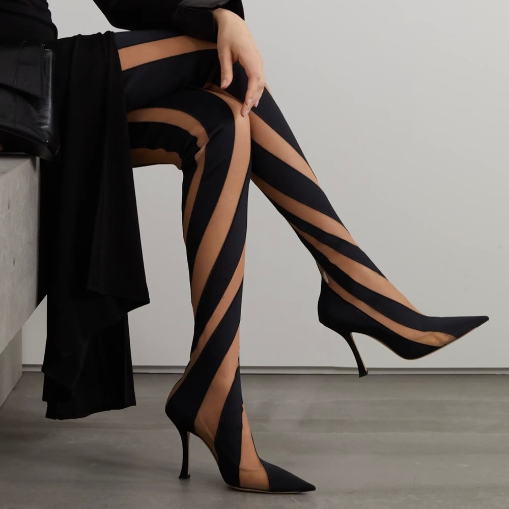 BNWT Authentic SOLD OUT Mugler x Choo Thigh High Illusion Boots